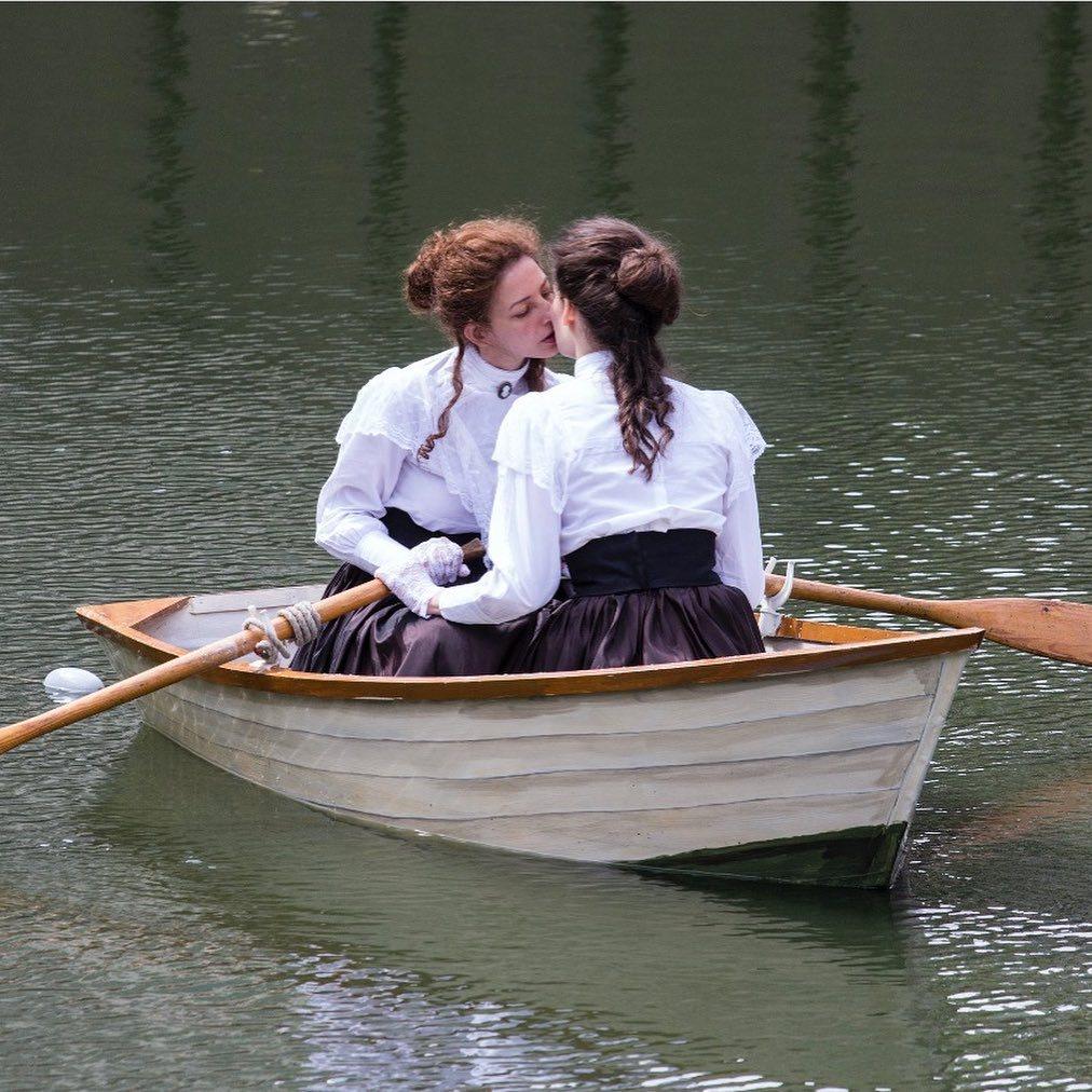 Two girls kissing on a boat Blank Meme Template