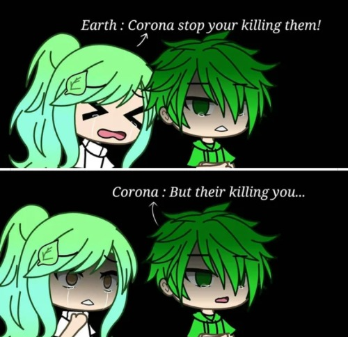 Earth and Corona Gacha life Blank Meme Template