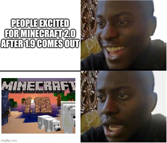 Update Numbers | image tagged in disappointed,2,update,minecraft | made w/ Imgflip meme maker