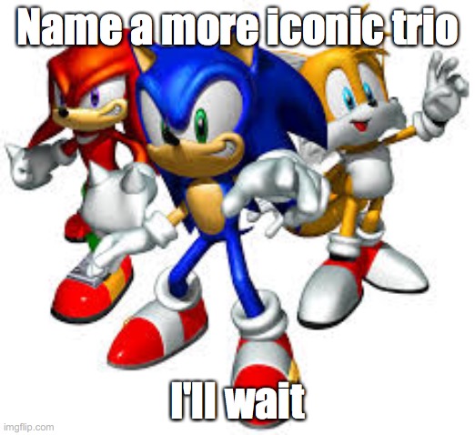 Team Sonic | Name a more iconic trio; I'll wait | image tagged in sonic the hedgehog,name a more iconic trio | made w/ Imgflip meme maker
