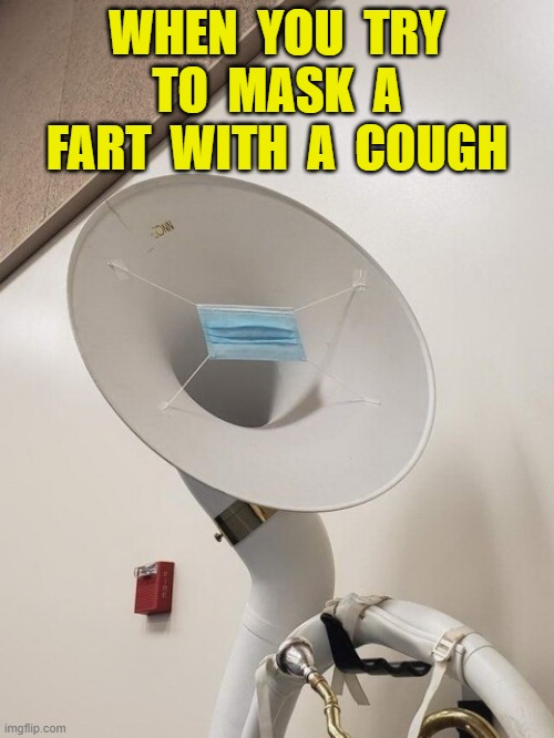 It almost never works | WHEN  YOU  TRY  TO  MASK  A  FART  WITH  A  COUGH | image tagged in fart,cough,who farted,masks,what's that smell,funny | made w/ Imgflip meme maker