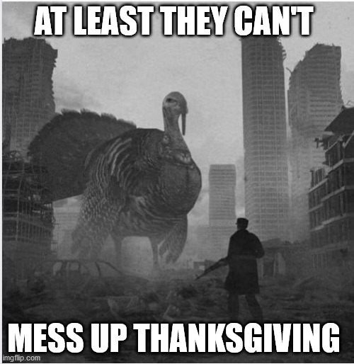 AT LEAST THEY CAN'T; MESS UP THANKSGIVING | image tagged in democrats ruin thanksgiving | made w/ Imgflip meme maker