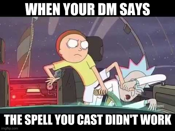 Rick and Morty control | WHEN YOUR DM SAYS; THE SPELL YOU CAST DIDN'T WORK | image tagged in rick and morty control | made w/ Imgflip meme maker