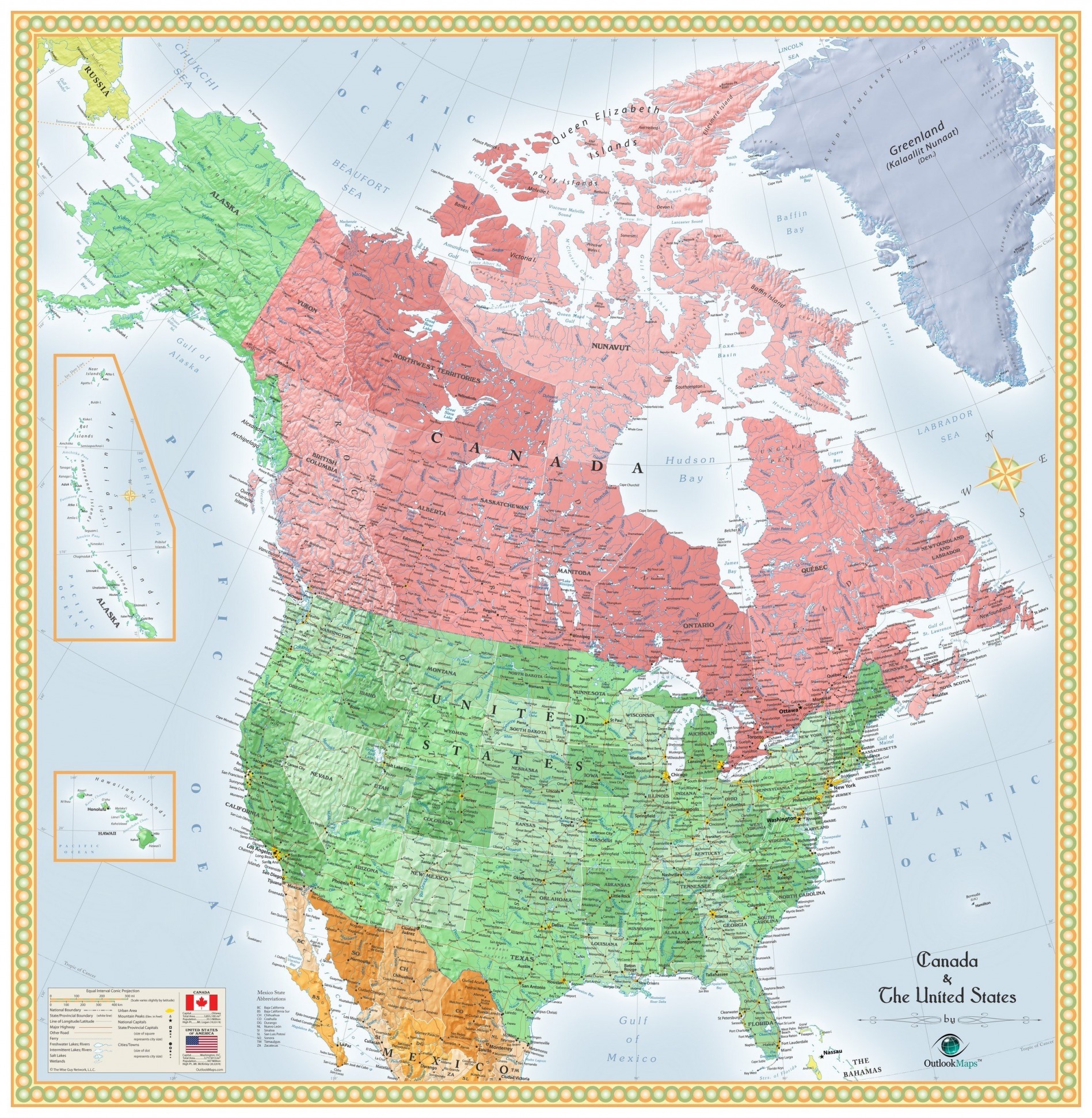 Канадский на карте северной америки. "Карта Северной Америки с Штатами Канады". Карта США И Канады со Штатами. Карат США И Канады. Политическая карта США И Канады.