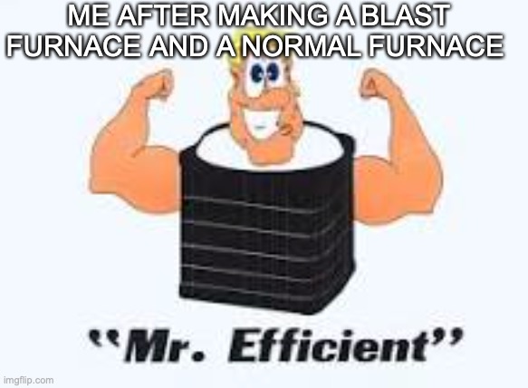 ME AFTER MAKING A BLAST FURNACE AND A NORMAL FURNACE | image tagged in minecraft,meme | made w/ Imgflip meme maker
