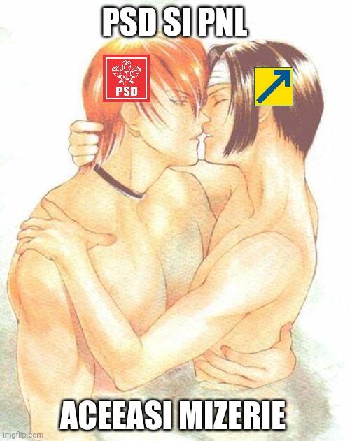 Muie PSD si PNL | PSD SI PNL; ACEEASI MIZERIE | image tagged in yaoi kiss,memes | made w/ Imgflip meme maker