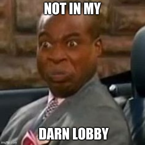 Mr moseby | NOT IN MY DARN LOBBY | image tagged in mr moseby | made w/ Imgflip meme maker