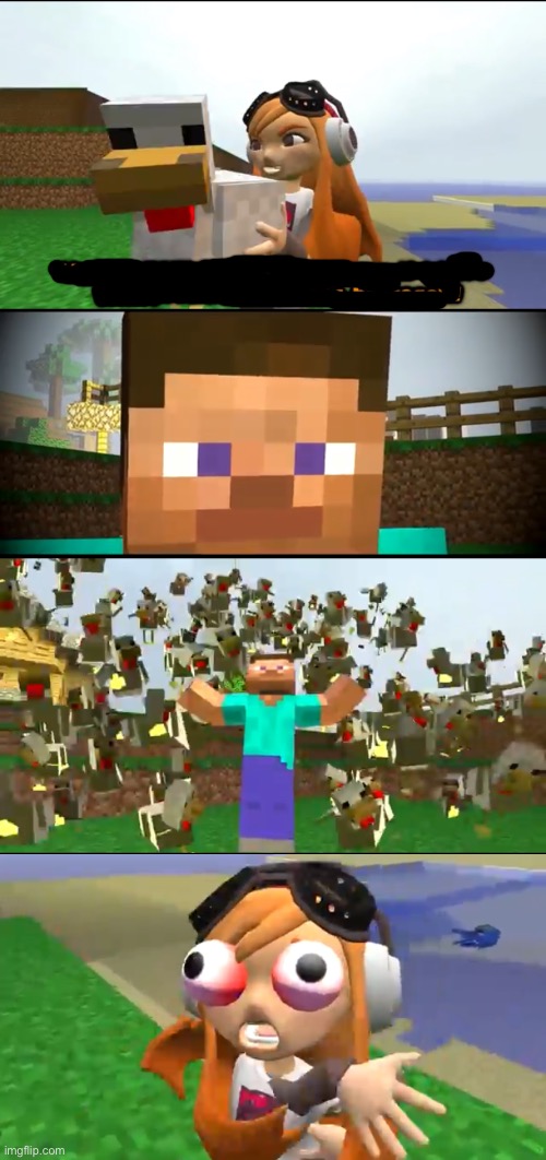 High Quality Steve’s chicken army Blank Meme Template