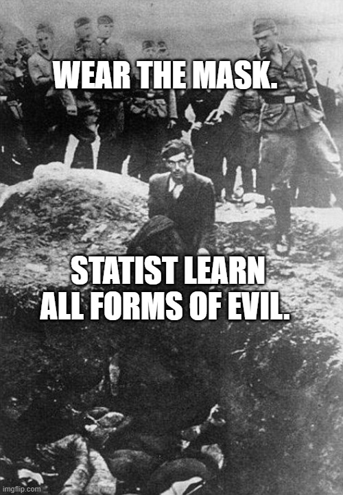 Nazi | WEAR THE MASK. STATIST LEARN ALL FORMS OF EVIL. | image tagged in nazi | made w/ Imgflip meme maker