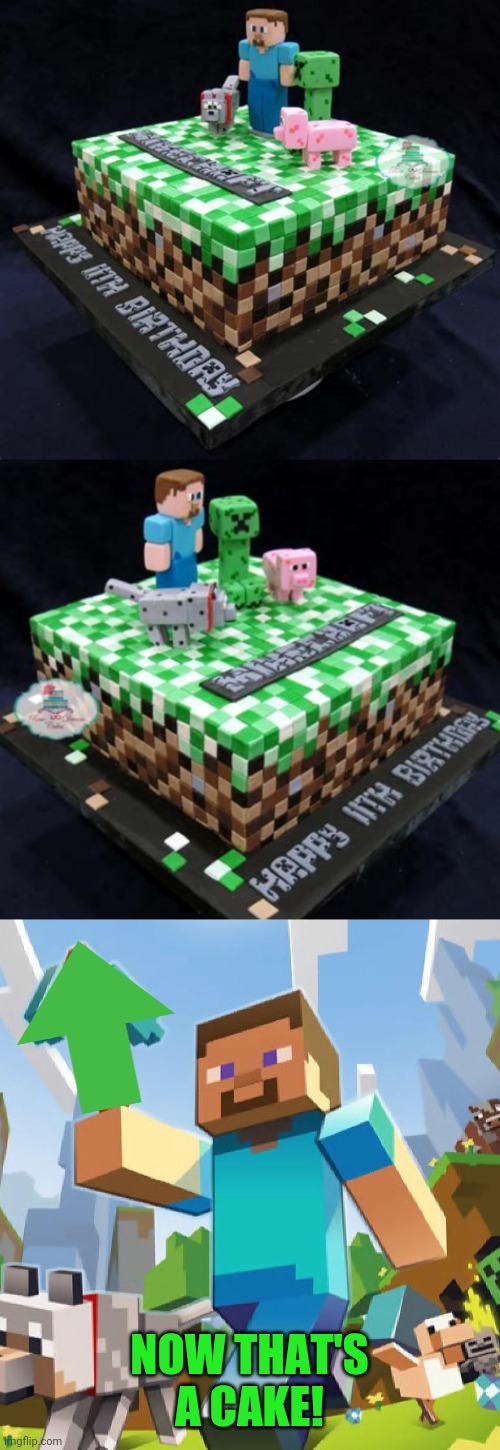 THAT KID HAS A COOL MOM | NOW THAT'S A CAKE! | image tagged in minecraft,cake,happy birthday | made w/ Imgflip meme maker