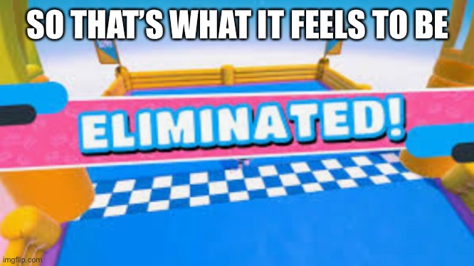Fall Guys Eliminated | SO THAT’S WHAT IT FEELS TO BE | image tagged in fall guys eliminated | made w/ Imgflip meme maker