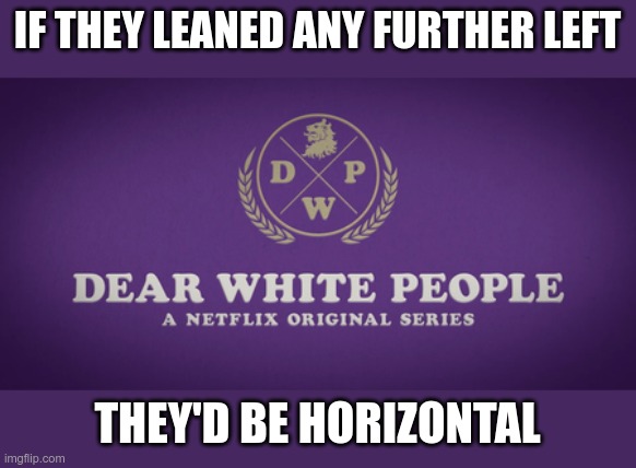 IF THEY LEANED ANY FURTHER LEFT THEY'D BE HORIZONTAL | made w/ Imgflip meme maker