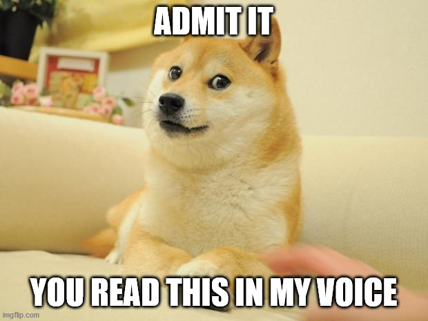 admit it | ADMIT IT; YOU READ THIS IN MY VOICE | image tagged in memes,doge 2,doge,dog | made w/ Imgflip meme maker