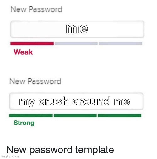 password meme | me; my crush around me | image tagged in password meme | made w/ Imgflip meme maker