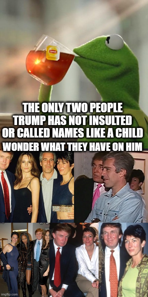 Trump is as easy to read as a 5 year old. | THE ONLY TWO PEOPLE TRUMP HAS NOT INSULTED OR CALLED NAMES LIKE A CHILD; WONDER WHAT THEY HAVE ON HIM | image tagged in memes,but that's none of my business,pedophile,impeach trump,maga,politics | made w/ Imgflip meme maker