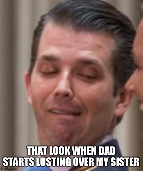 Donny Trump Jr | THAT LOOK WHEN DAD STARTS LUSTING OVER MY SISTER | image tagged in donald trump jr face | made w/ Imgflip meme maker