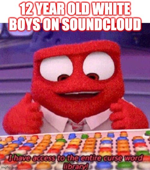 *insert meme man* "rappuh" | 12 YEAR OLD WHITE BOYS ON SOUNDCLOUD | image tagged in i have access to the entire curse world library | made w/ Imgflip meme maker