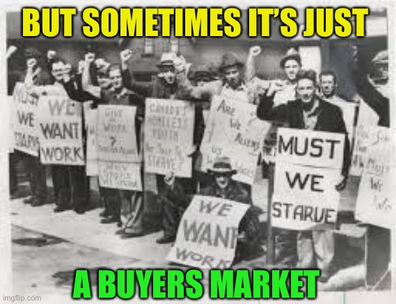 Great Depression | BUT SOMETIMES IT’S JUST A BUYERS MARKET | image tagged in great depression | made w/ Imgflip meme maker