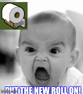 Angry Baby Meme | PUT THE NEW ROLL ON! | image tagged in memes,angry baby | made w/ Imgflip meme maker