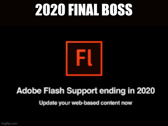 End of Flash | 2020 FINAL BOSS | image tagged in end of flash | made w/ Imgflip meme maker
