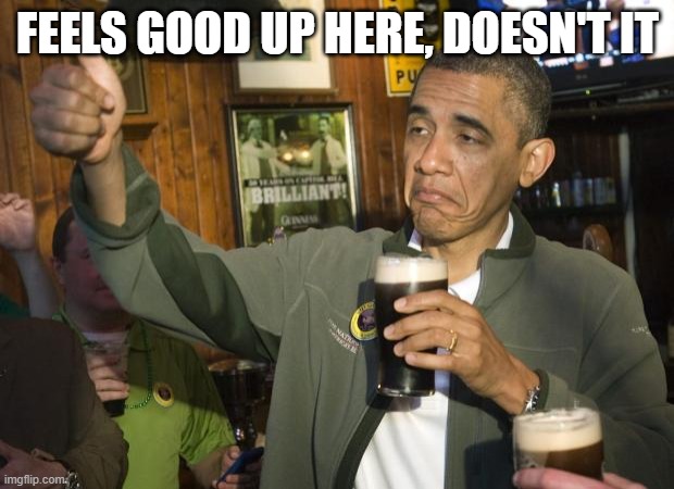 Not Bad | FEELS GOOD UP HERE, DOESN'T IT | image tagged in not bad | made w/ Imgflip meme maker