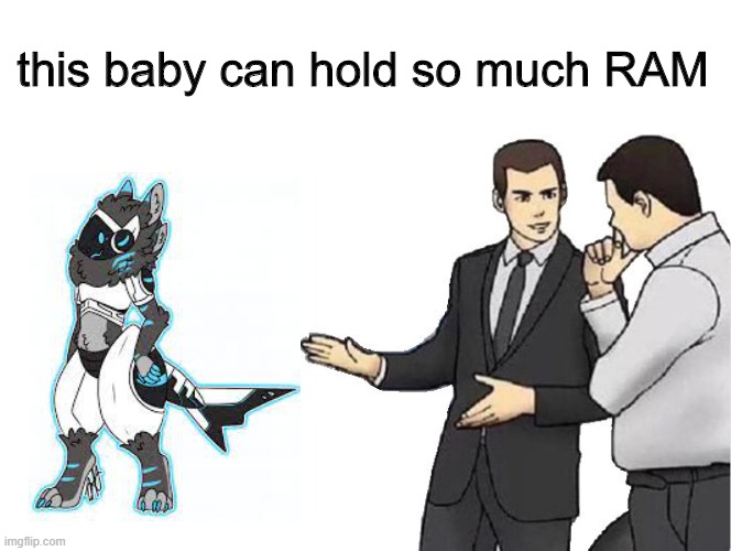 i'm only posting once in this stream (this does not make me a furry ._.) (note from mod; yes it does OwO) | this baby can hold so much RAM | image tagged in memes,car salesman slaps hood | made w/ Imgflip meme maker