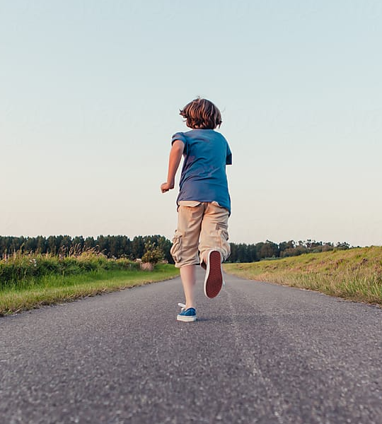 High Quality Boy running away road Blank Meme Template