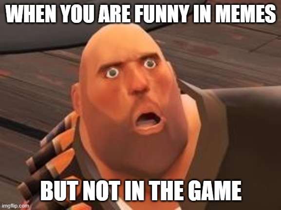 TF2 Heavy | WHEN YOU ARE FUNNY IN MEMES; BUT NOT IN THE GAME | image tagged in tf2 heavy | made w/ Imgflip meme maker