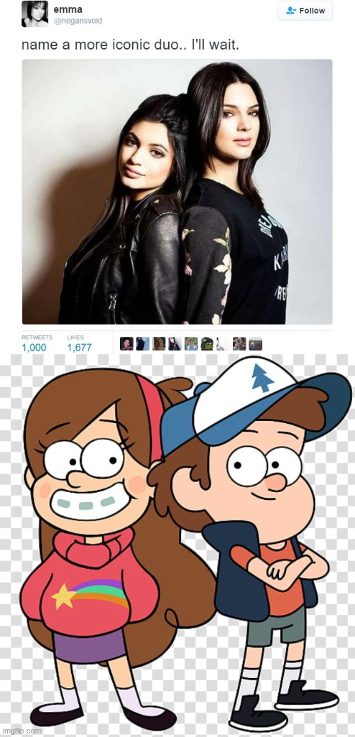 Gravity Falls Best Duo | image tagged in name a more iconic duo | made w/ Imgflip meme maker
