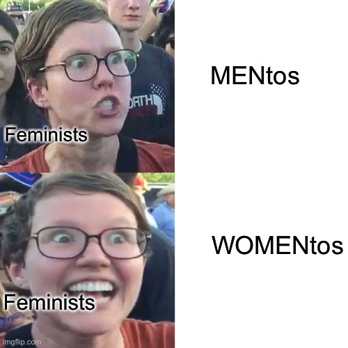 Fmnzi | MENtos; Feminists; WOMENtos; Feminists | made w/ Imgflip meme maker