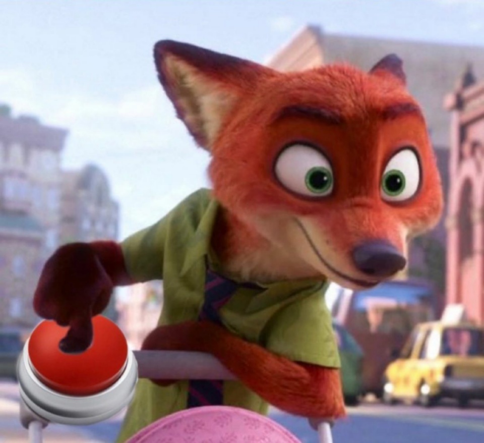 Nick Wilde Big Red Button Blank Meme Template