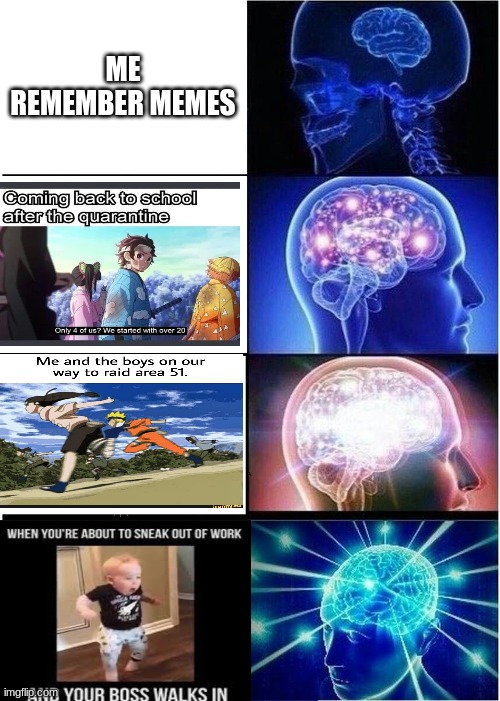 remember | ME REMEMBER MEMES | image tagged in memes,expanding brain | made w/ Imgflip meme maker