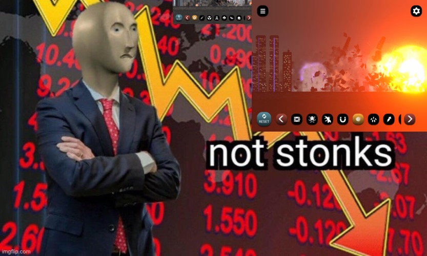 Not stonks destroyed city | image tagged in not stonks | made w/ Imgflip meme maker