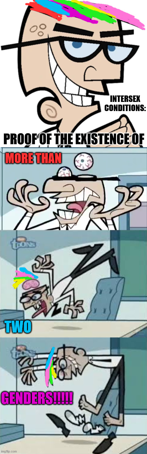 SJW Mr. Crocker | INTERSEX CONDITIONS:; PROOF OF THE EXISTENCE OF; MORE THAN; TWO; GENDERS!!!!! | image tagged in memes,fairly odd parents,sjw,gender,2 genders,leftist | made w/ Imgflip meme maker