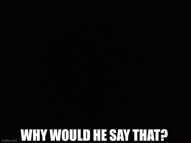 Blank black | WHY WOULD HE SAY THAT? | image tagged in blank black | made w/ Imgflip meme maker