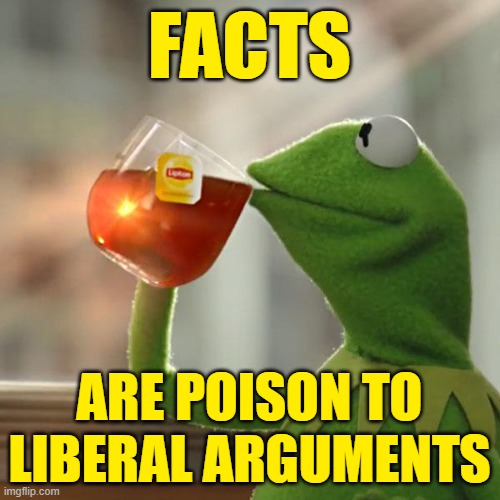 But That's None Of My Business Meme | FACTS ARE POISON TO LIBERAL ARGUMENTS | image tagged in memes,but that's none of my business,kermit the frog | made w/ Imgflip meme maker