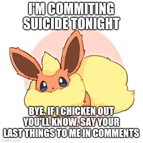 Too much floof | I'M COMMITING SUICIDE TONIGHT; BYE. IF I CHICKEN OUT YOU'LL KNOW. SAY YOUR LAST THINGS TO ME IN COMMENTS | image tagged in too much floof | made w/ Imgflip meme maker