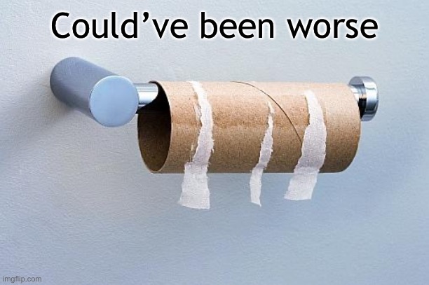 No More Toilet Paper | Could’ve been worse | image tagged in no more toilet paper | made w/ Imgflip meme maker