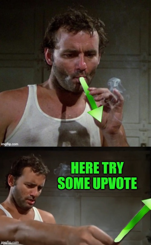 HERE TRY SOME UPVOTE | image tagged in bill murray upvote | made w/ Imgflip meme maker