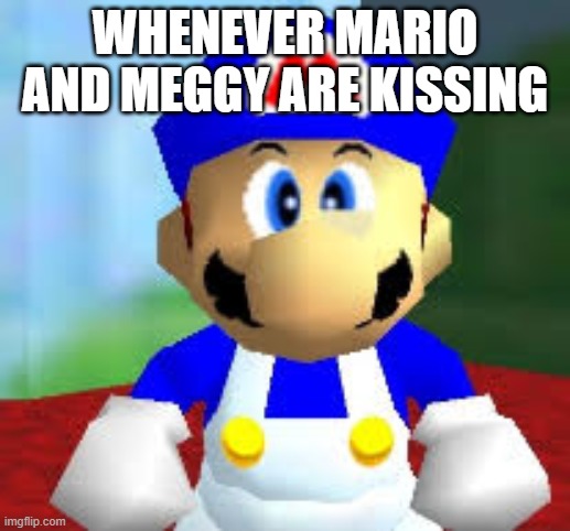 smg4 face | WHENEVER MARIO AND MEGGY ARE KISSING | image tagged in smg4 | made w/ Imgflip meme maker
