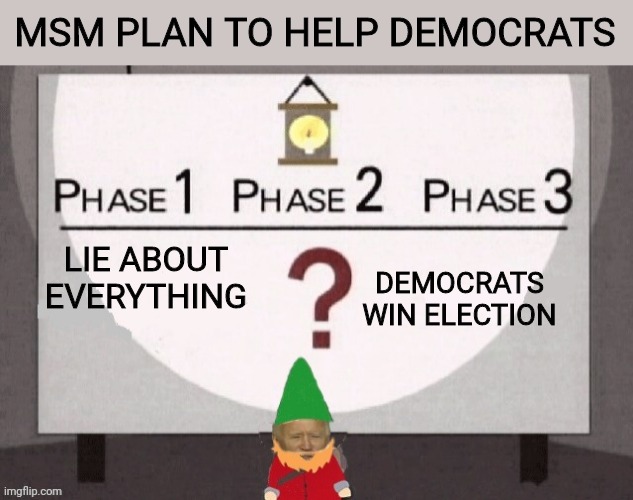 MSM Plan to Help Democrats Win | LIE ABOUT EVERYTHING DEMOCRATS WIN ELECTION MSM PLAN TO HELP DEMOCRATS | image tagged in joe biden underpants gnome,election 2020,democrats,msm lies,drstrangmeme | made w/ Imgflip meme maker