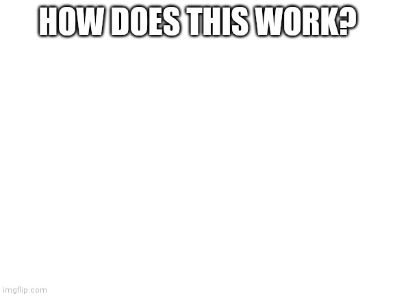 Blank White Template | HOW DOES THIS WORK? | image tagged in blank white template | made w/ Imgflip meme maker