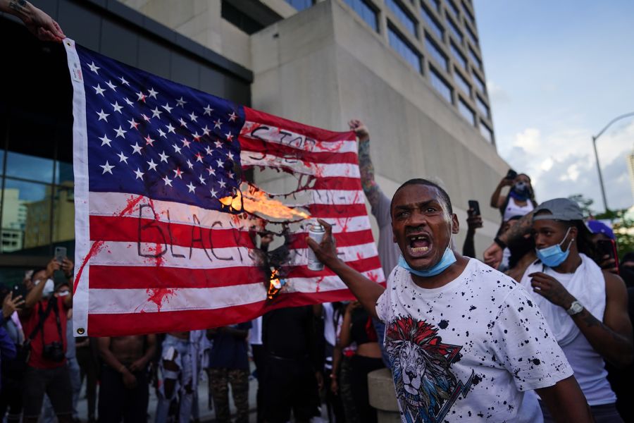 black lives matter flag burning Blank Meme Template