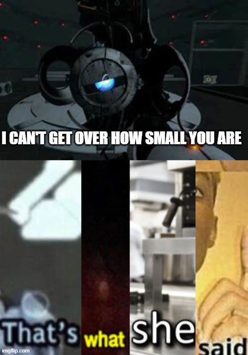 all of those waiting for portal 3 can read this in the mean time | I CAN'T GET OVER HOW SMALL YOU ARE | image tagged in what if you wanted to go to heaven,meme man shef,i know what i have to do but i don t know if i have the strength,i can't even | made w/ Imgflip meme maker