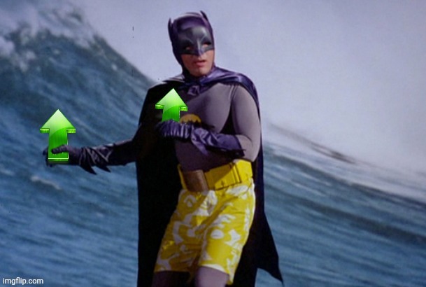 Batman Surfing Upvote | image tagged in batman surfing upvote,drstrangmeme,upvote | made w/ Imgflip meme maker