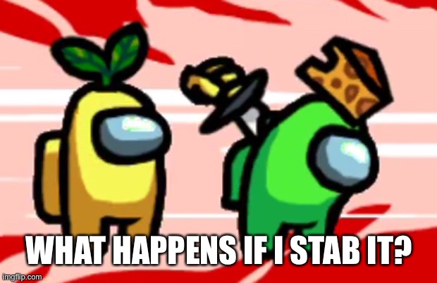 Among Us Stab | WHAT HAPPENS IF I STAB IT? | image tagged in among us stab | made w/ Imgflip meme maker