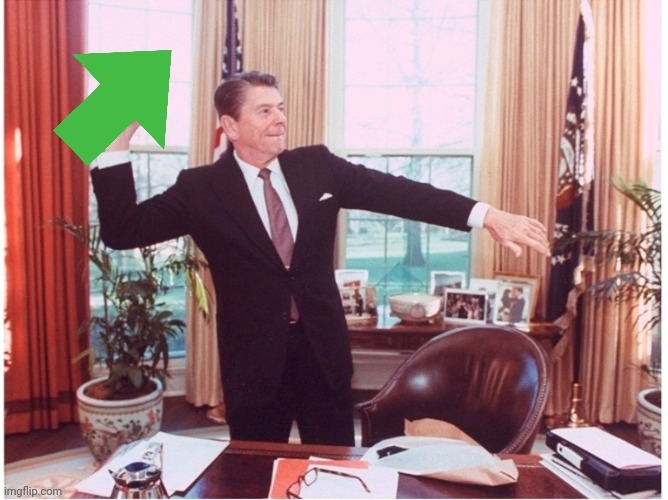 Ronald Reagan Tossing An Upvote | image tagged in ronald reagan tossing an upvote,ronald reagan,upvote,drstrangmeme | made w/ Imgflip meme maker
