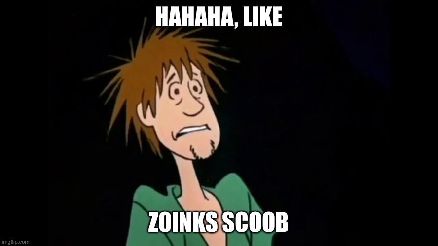 Zoinks | HAHAHA, LIKE ZOINKS SCOOB | image tagged in zoinks | made w/ Imgflip meme maker