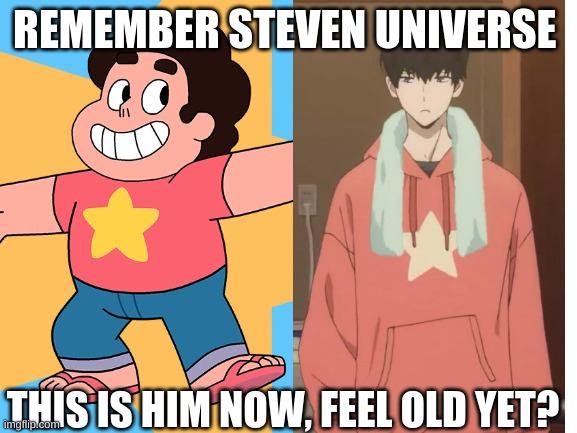 REMEMBER STEVEN UNIVERSE; THIS IS HIM NOW, FEEL OLD YET? | image tagged in kambe daisuke,millionaire detective balance unlimited,steven universe,anime | made w/ Imgflip meme maker