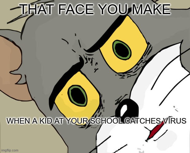 Unsettled Tom | THAT FACE YOU MAKE; WHEN A KID AT YOUR SCHOOL CATCHES VIRUS | image tagged in memes,unsettled tom | made w/ Imgflip meme maker
